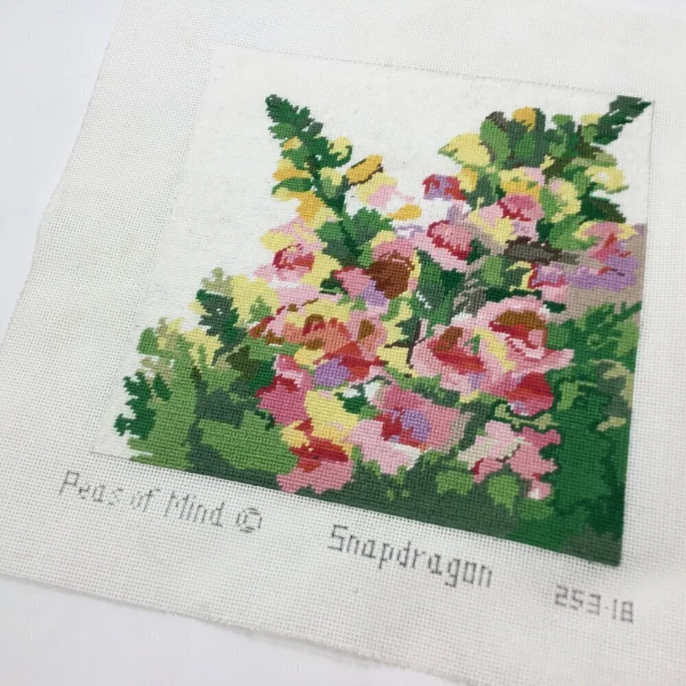 Finished Ready to Frame Needlepoint Too Peas of Mind Snapdragon Hand Painted - Picture 8 of 8